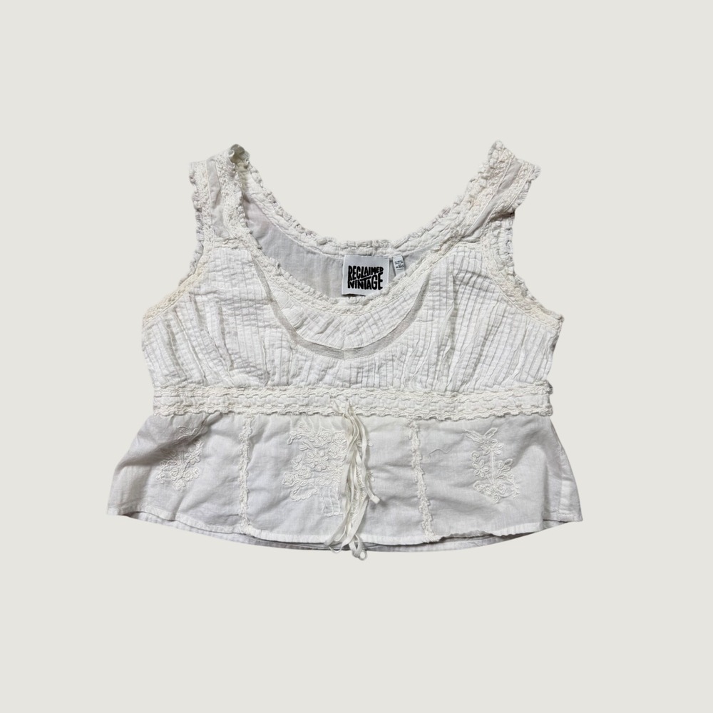 Reclaimed Vintage Limited Edition White Prairie Tank Top Cottagecore Boho